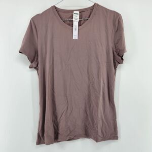 Victoria's Secret PINK XXL Taupe Beige Base Stretch Short Sleeve Tee T-Shirt NWT